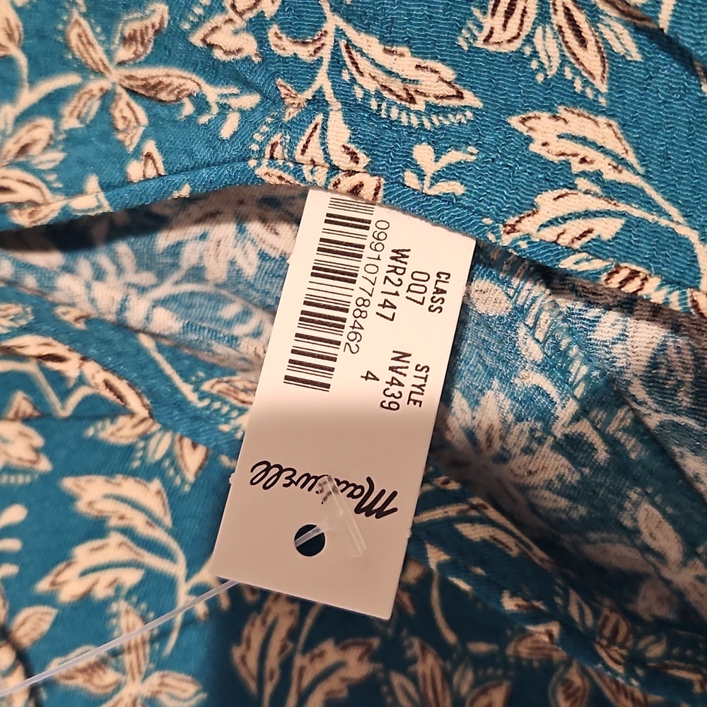 Cap-Sleeve Midi Floral Blue Dress - Picture 2 of 4